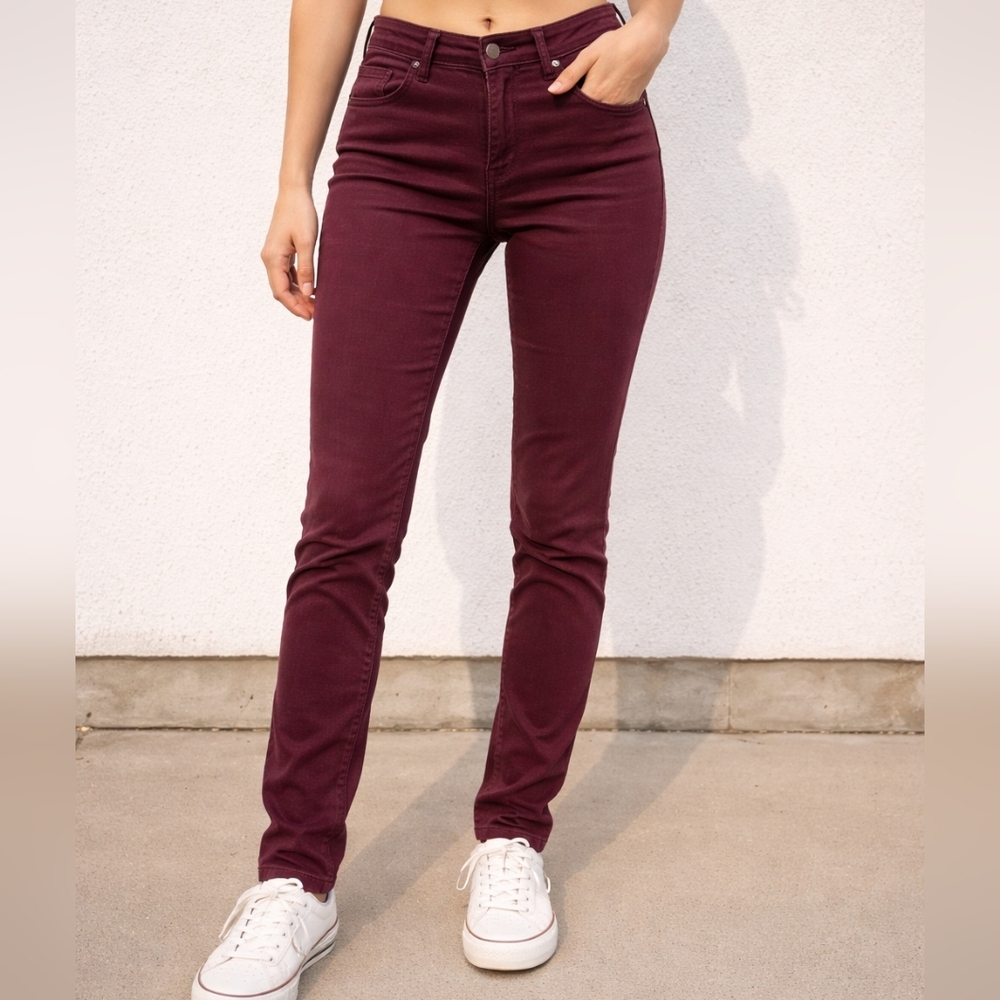 Maroon Denim Skinny Jeans